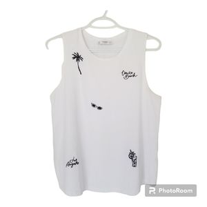 Mango basic tank with embroidered summer print